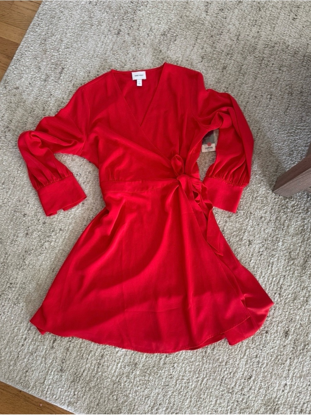 Nine West Scarlet Red Wrap Dress with Tie Waist